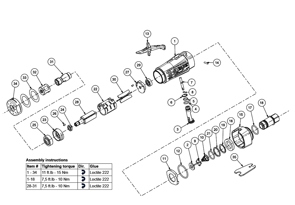 Figure 0 Diagram and Parts List for CP3000-325F  Chicago Pneumatic Grinder